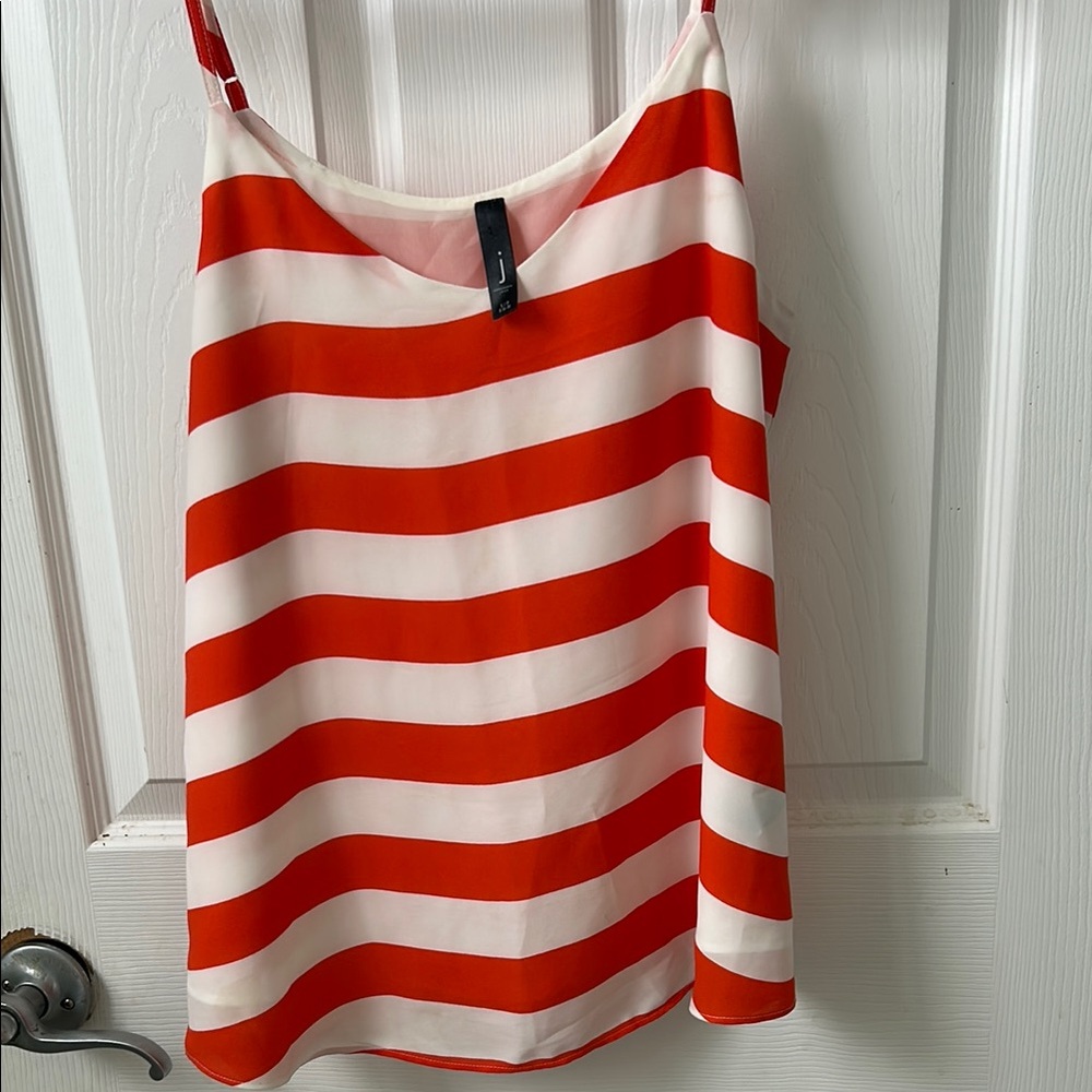 White and Orange Fitted Camisole Top